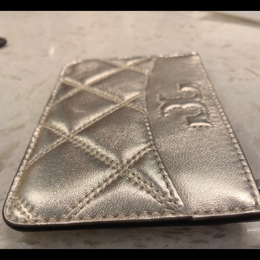 Tory Burch Savannah Zip Card Case, White Gold - Picture 8 of 9